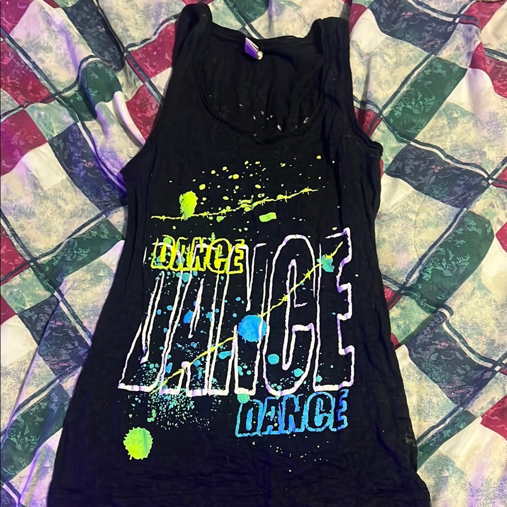 Graphic Dance Tank Top - Black with Neon Accents